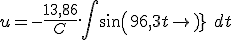 u = -\frac{13,86}{C}.\int sin(96,3t) \ dt